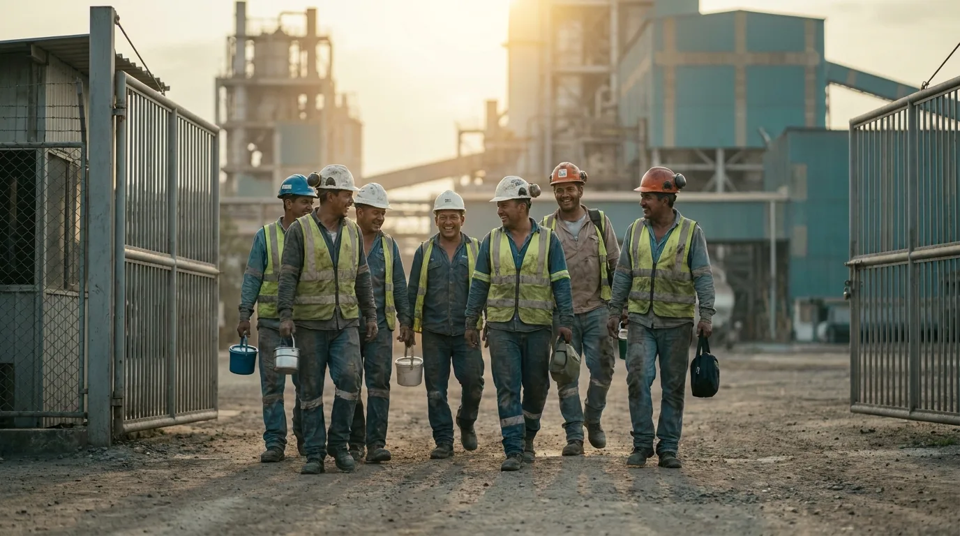 Un equipo de planta reunido al inicio del turno